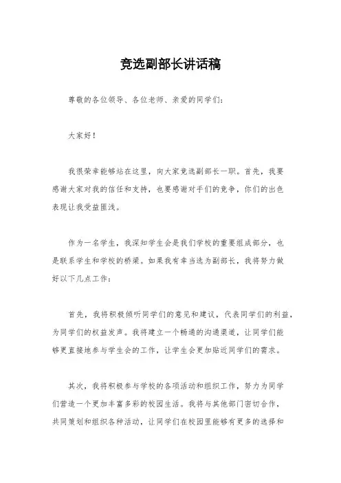 竞选副部长讲话稿