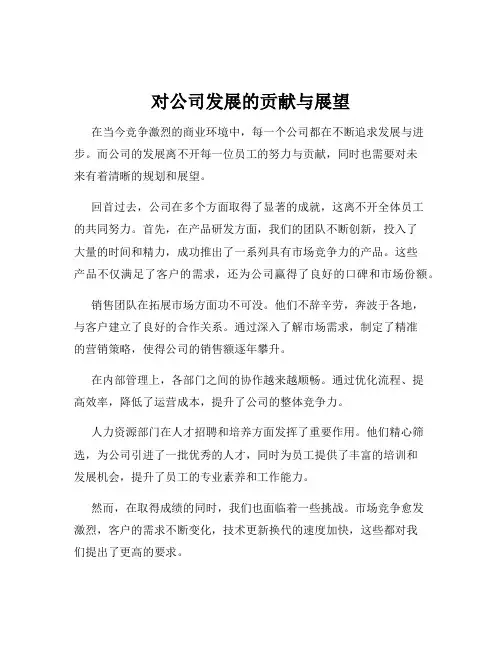对公司发展的贡献与展望