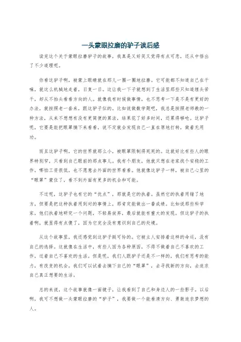 一头蒙眼拉磨的驴子读后感