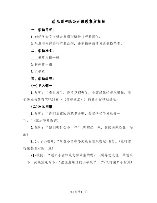 幼儿园中班公开课教案方案案(6篇)