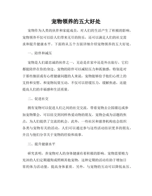 宠物领养的五大好处