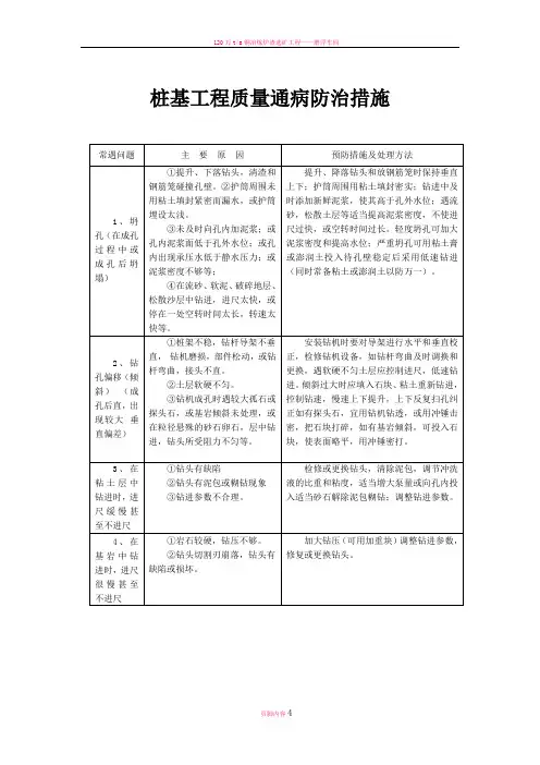 桩基工程质量通病防治措施