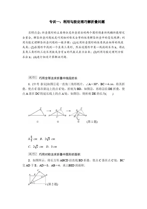 华师大版八年级数学上册第14章 勾股定理 强化专训【新版】