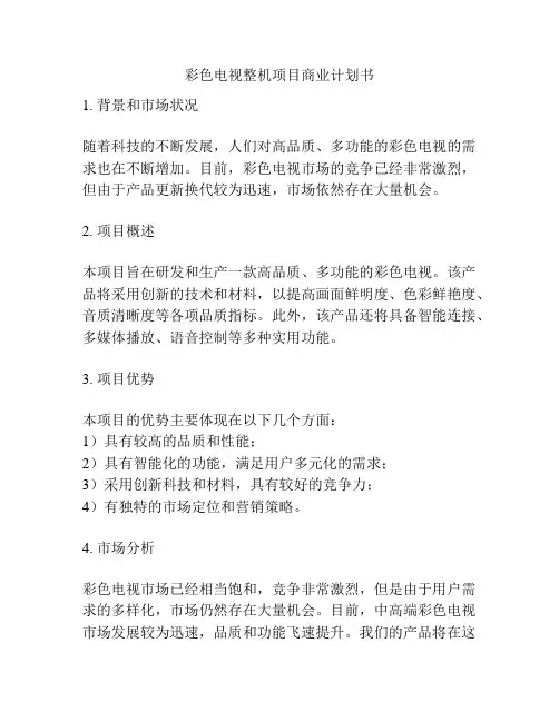 彩色电视整机项目商业计划书