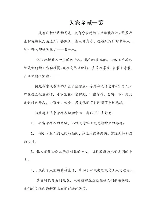 为家乡献一策