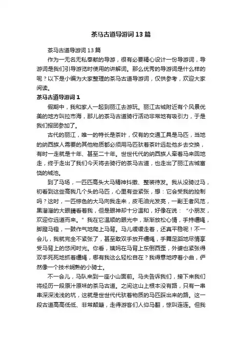 茶马古道导游词13篇