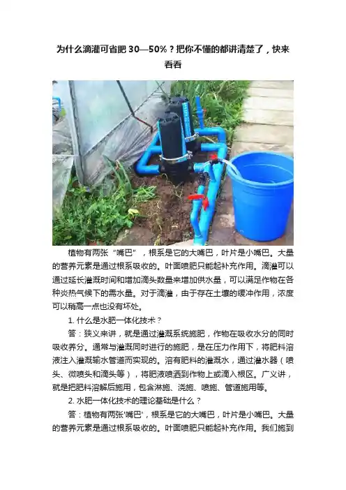 为什么滴灌可省肥30—50%？把你不懂的都讲清楚了，快来看看