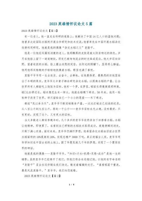 2023英雄情怀议论文5篇