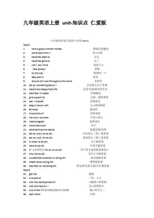 九年级英语上册unit知识点仁爱版