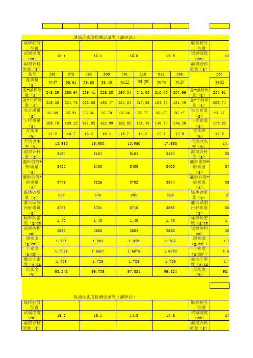 压实度自动计算表格