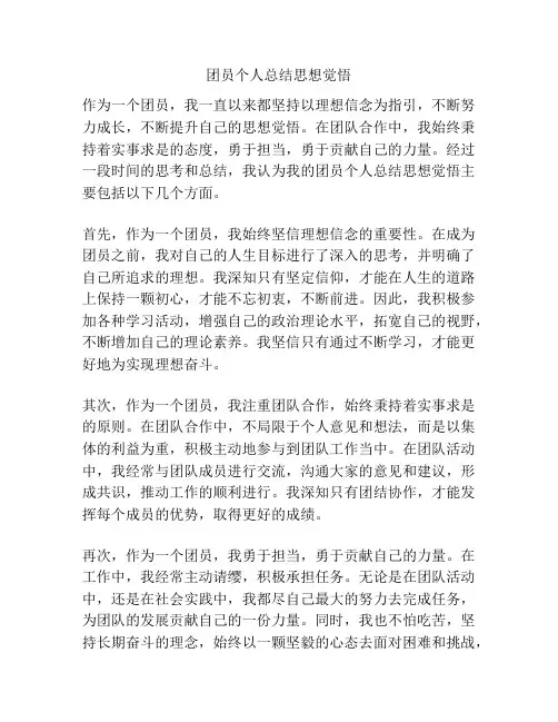 团员个人总结思想觉悟