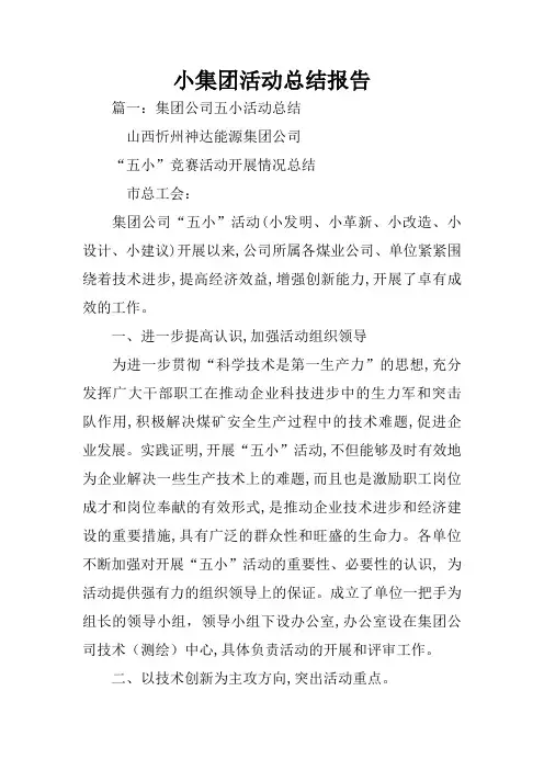 小集团活动总结报告