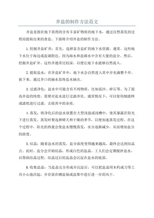 井盐的制作方法范文