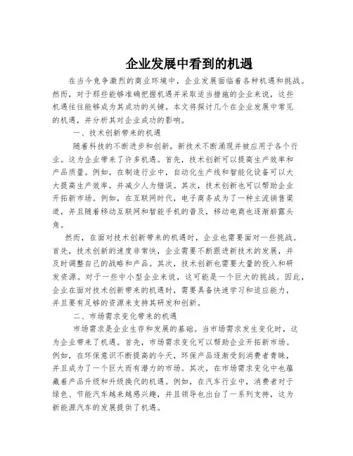 企业发展中看到的机遇