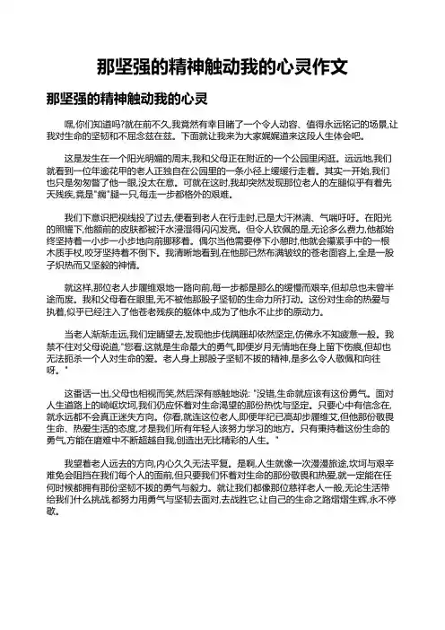 那坚强的精神触动我的心灵作文