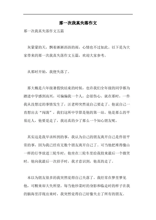 那一次我真失落作文