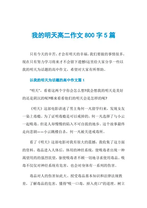 我的明天高二作文800字5篇