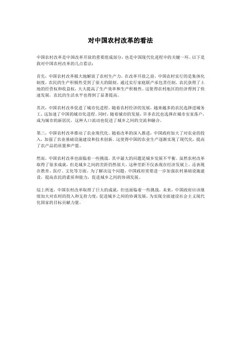 对中国农村改革的看法