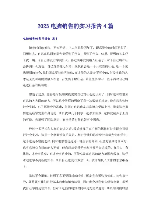 2023电脑销售的实习报告4篇