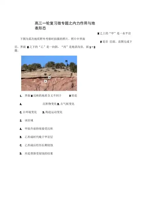 高三地理一轮复习微专题之内力作用与地表形态