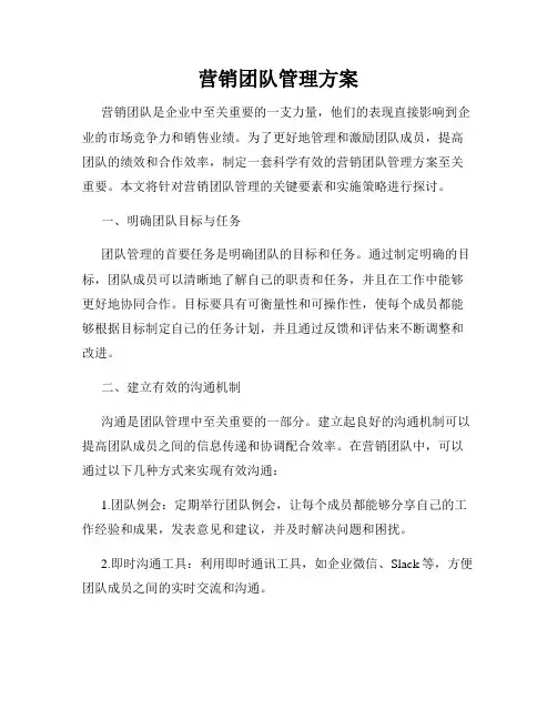 营销团队管理方案