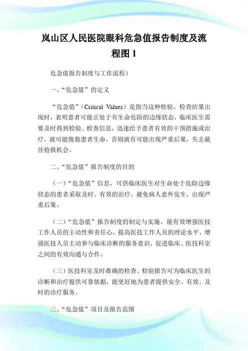 岚山区人民医院眼科危急值报告制度及流程图