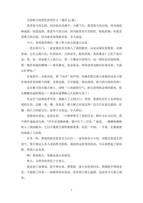 公园秋天的景色优秀作文(通用11篇最新)