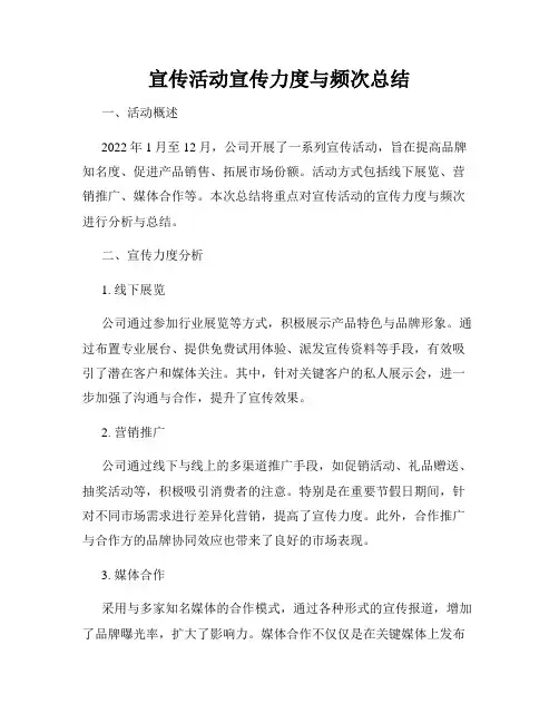 宣传活动宣传力度与频次总结