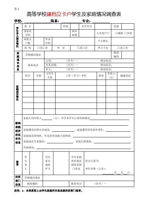 建档立卡户学生及家庭情况调查表 3