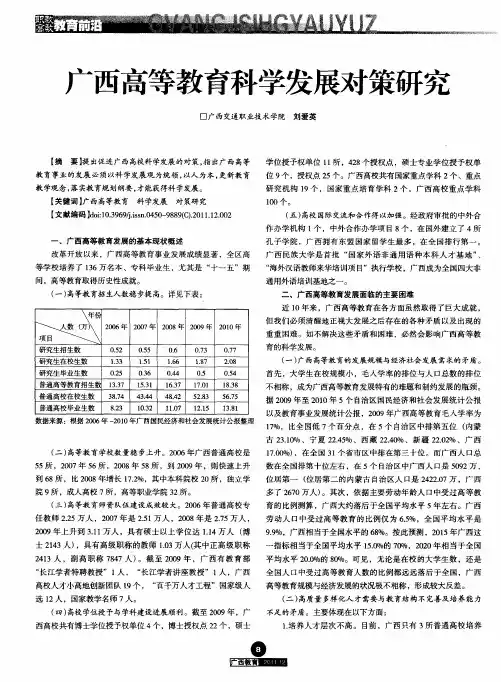 广西高等教育科学发展对策研究