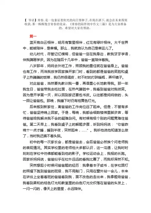 青春的陪伴初中作文三篇