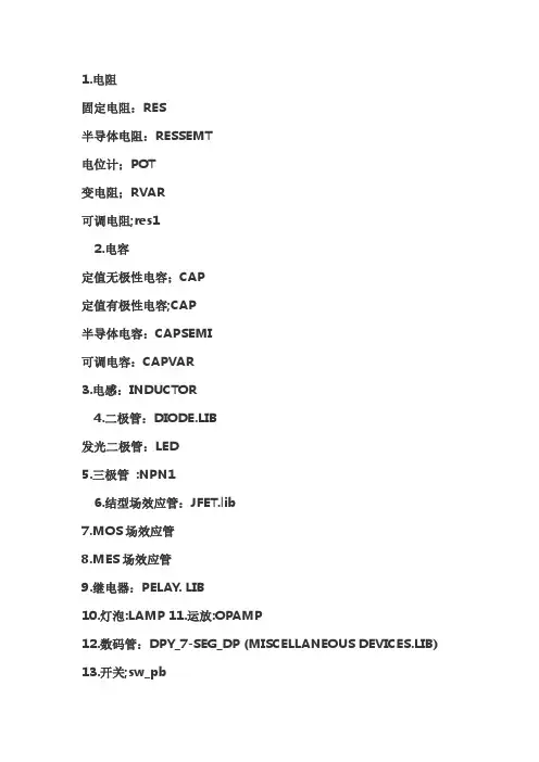 PCB元器件中英文