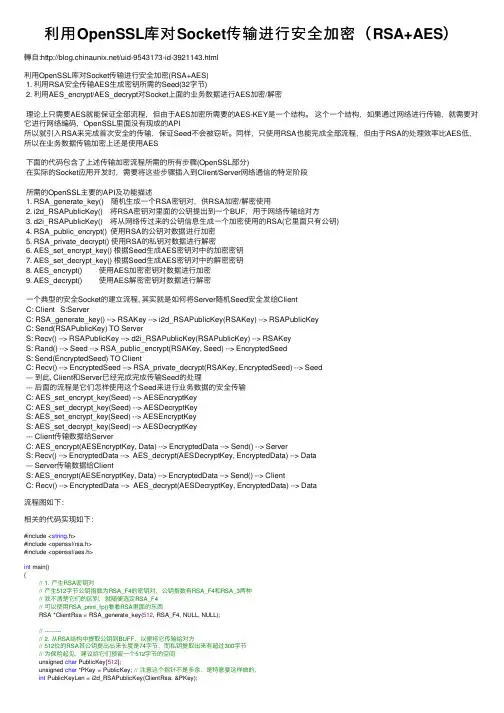 利用OpenSSL库对Socket传输进行安全加密（RSA+AES）