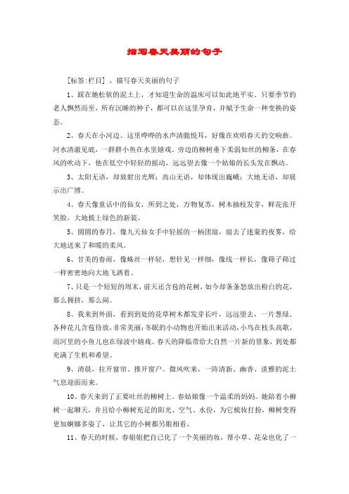 描写春天美丽的句子