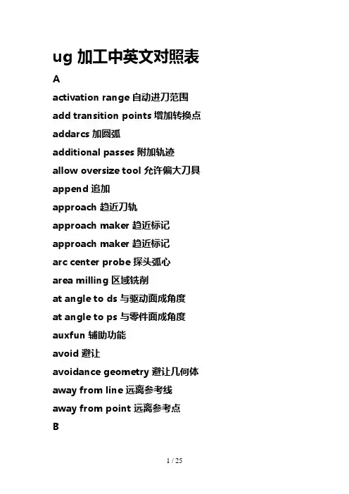 ug加工中英文对照