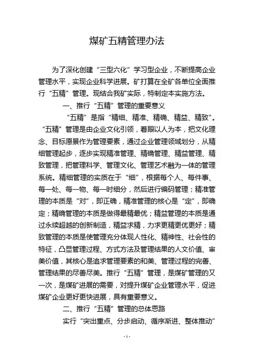 煤矿五精管理办法