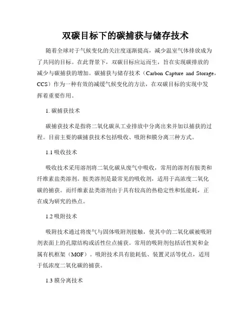 双碳目标下的碳捕获与储存技术