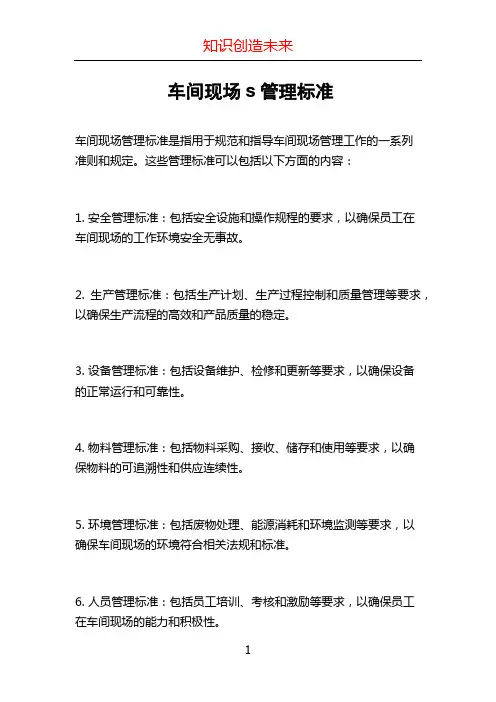 车间现场s管理标准