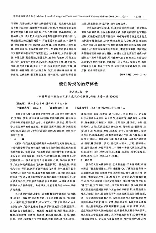 慢性肾炎的治疗体会