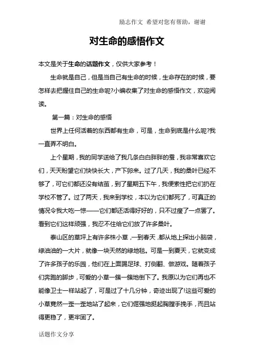 对生命的感悟作文 2