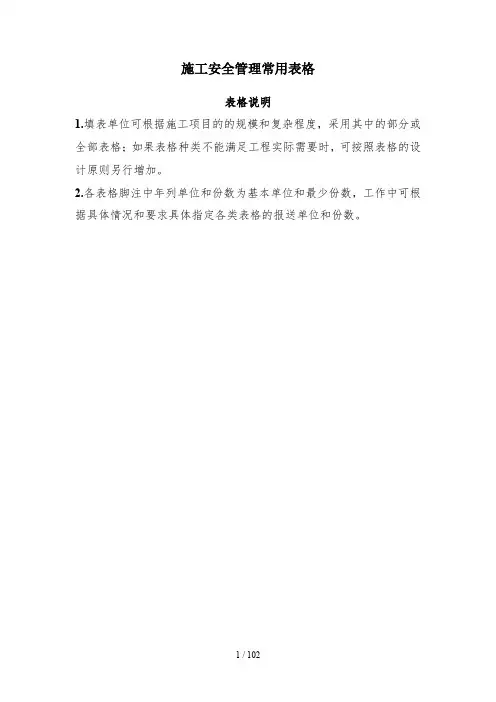 施工安全管理常用表格