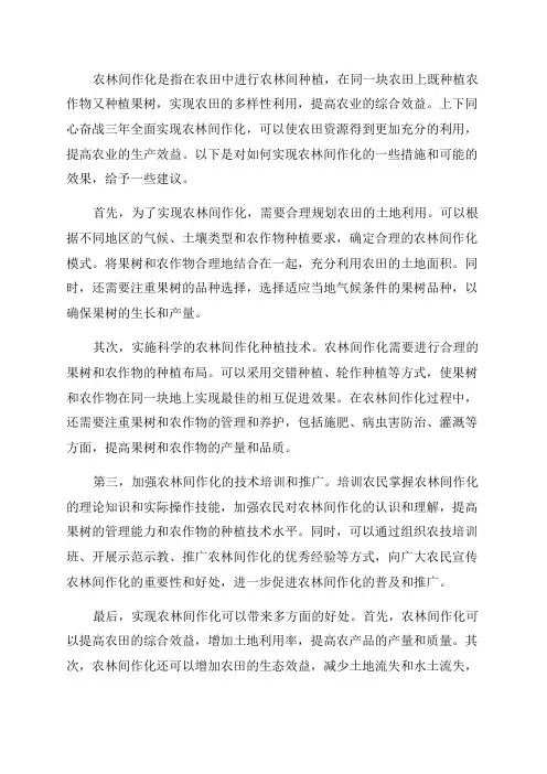 上下同心奋战三年全面实现农林间作化