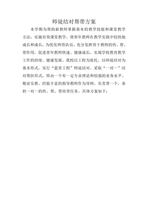 (完整版)师徒结对帮带方案
