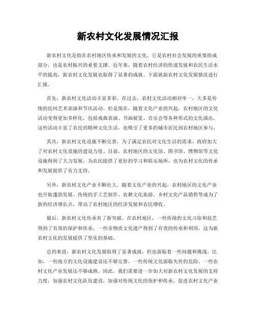 新农村文化发展情况汇报