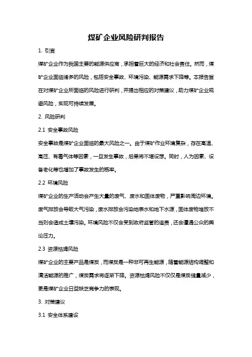 煤矿企业风险研判报告