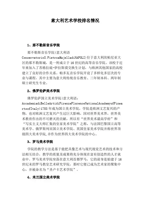 意大利艺术学校排名情况