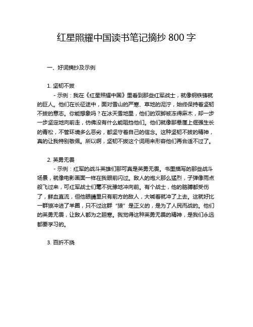 红星照耀中国读书笔记摘抄800字