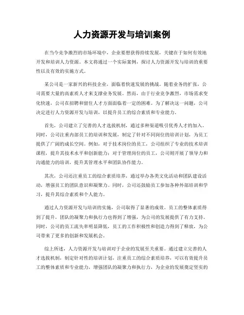 人力资源开发与培训案例