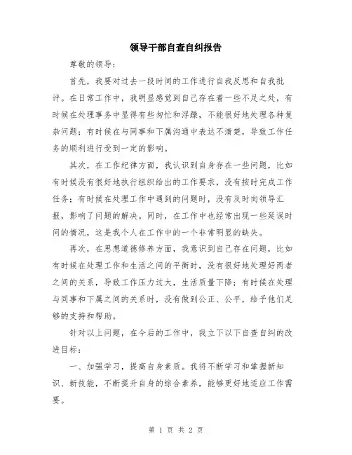 领导干部自查自纠报告