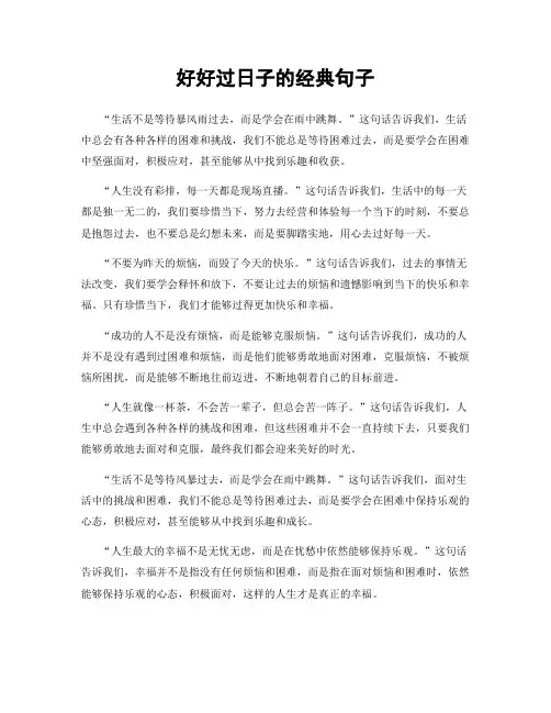 好好过日子的经典句子